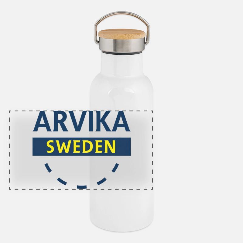 Logotype Arvika Suède Gourde isotherme avec bouchon en bambou