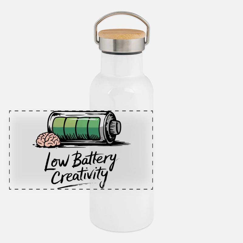 Creative humor – battery empty, ideas gone Panoramic Thermal Bottle with Bamboo Lid