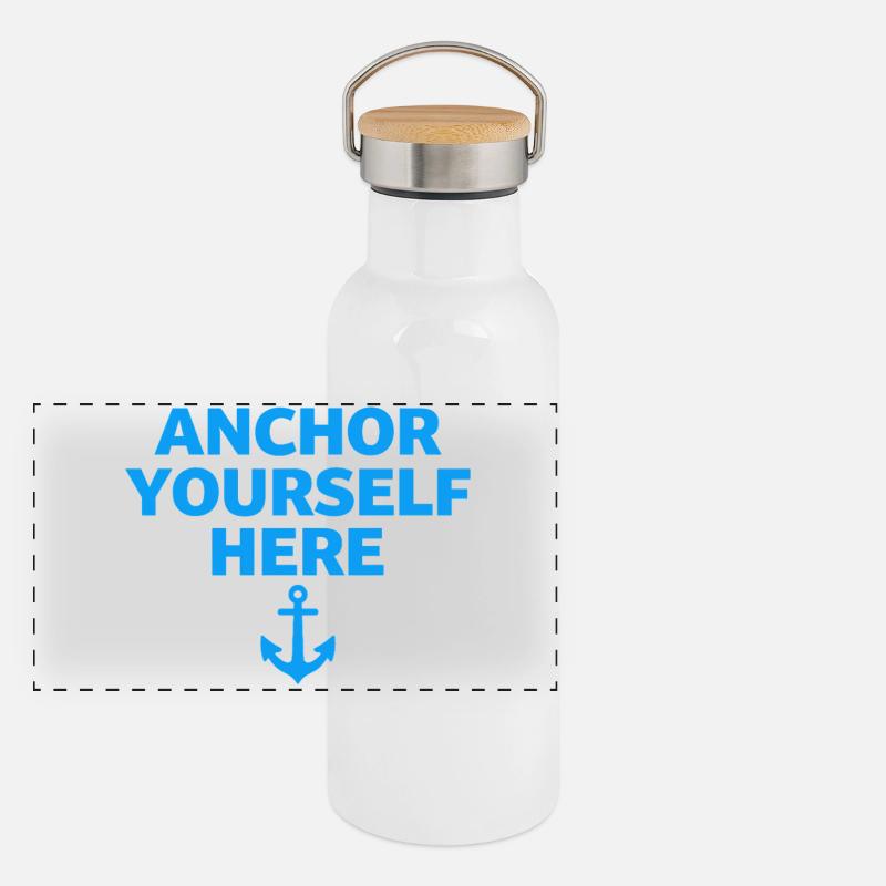 Ancrez-vous ici Déclaration d’ancrage Pleine conscience Gourde isotherme avec bouchon en bambou