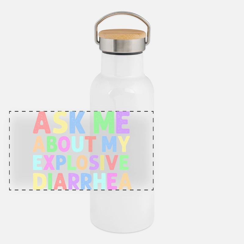 Demande-moi pour mon trouble de la diarrhée explosive Gourde isotherme avec bouchon en bambou