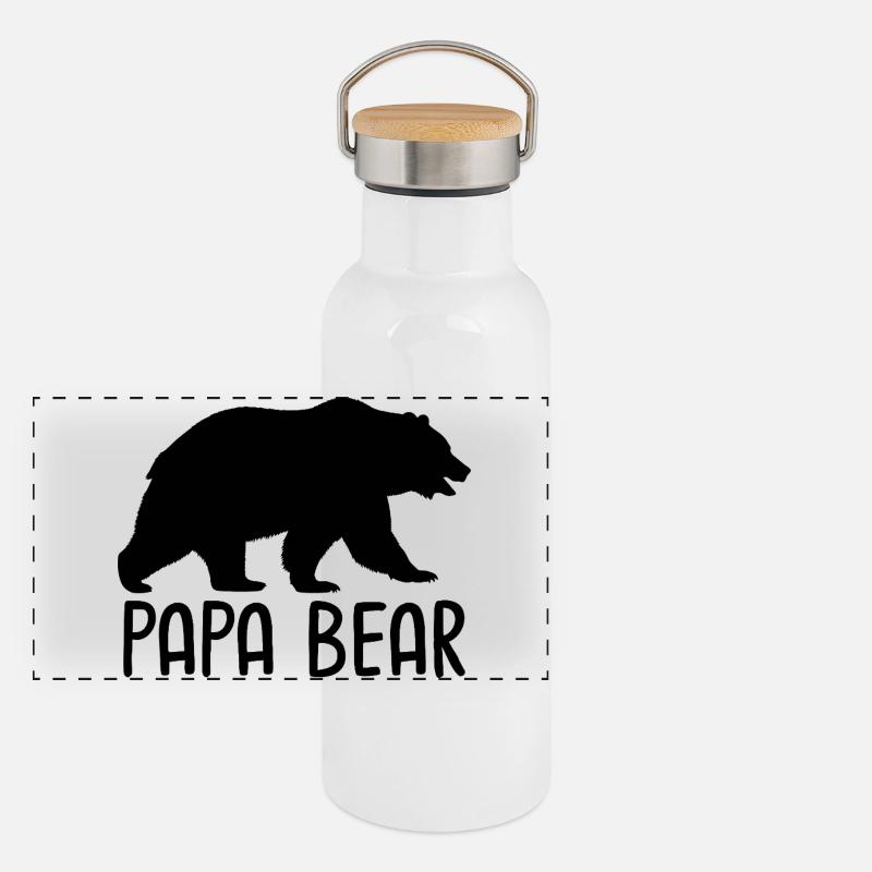 Papa Ours Gourde isotherme avec bouchon en bambou
