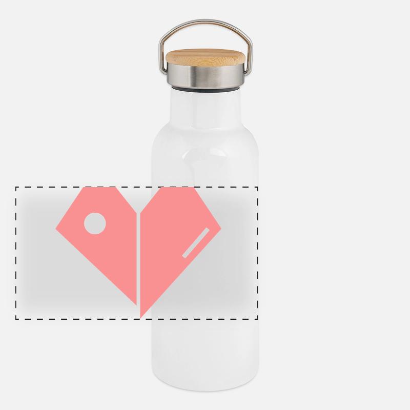 Zerbrochenes Pinkes Herz – Abstrakte Form Panorama Thermosflasche mit Bambusdeckel
