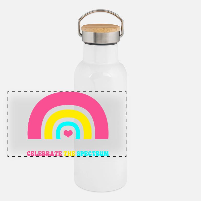 Autism Brain Autistic Asperger Neurodiversity Panoramic Thermal Bottle with Bamboo Lid