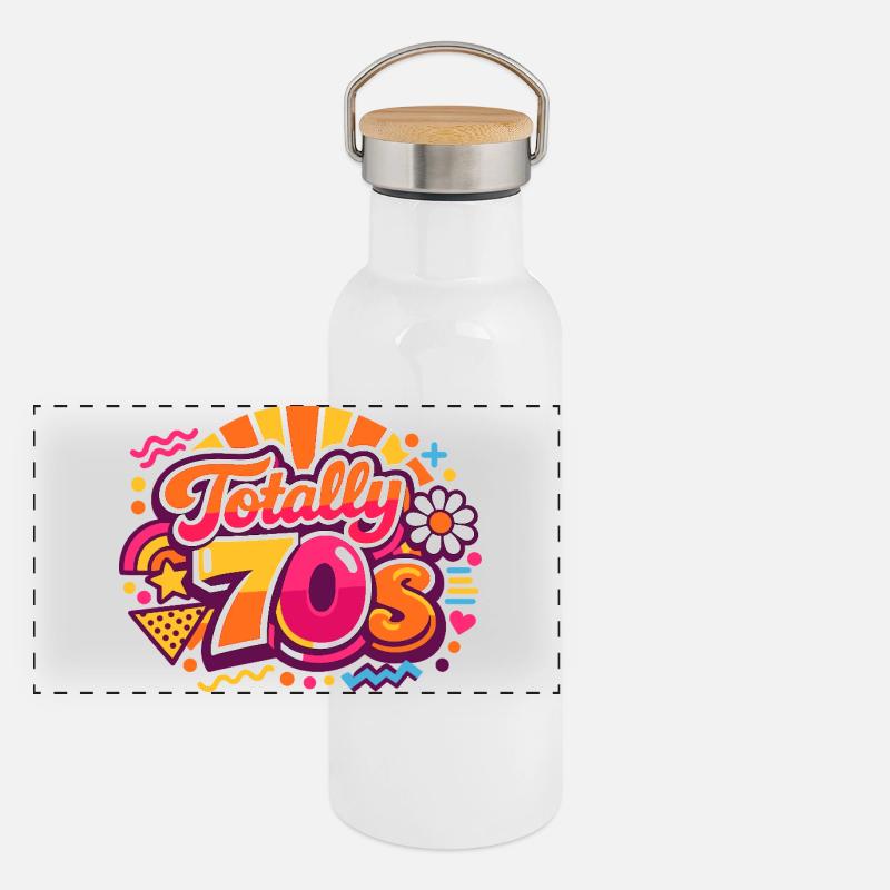 Années 70 Gourde isotherme avec bouchon en bambou
