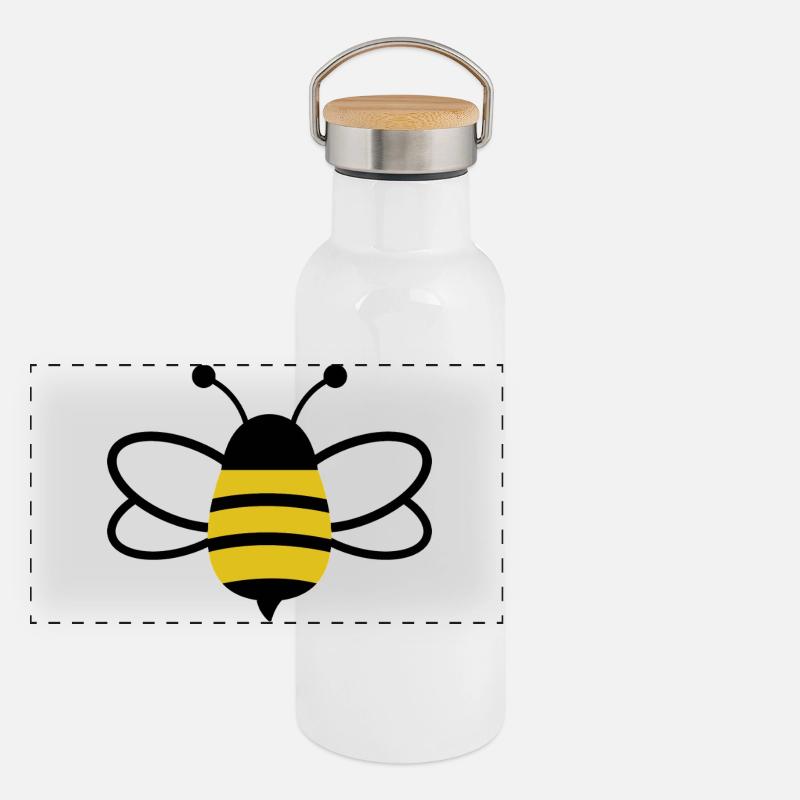 Honigbiene Panorama Thermosflasche mit Bambusdeckel