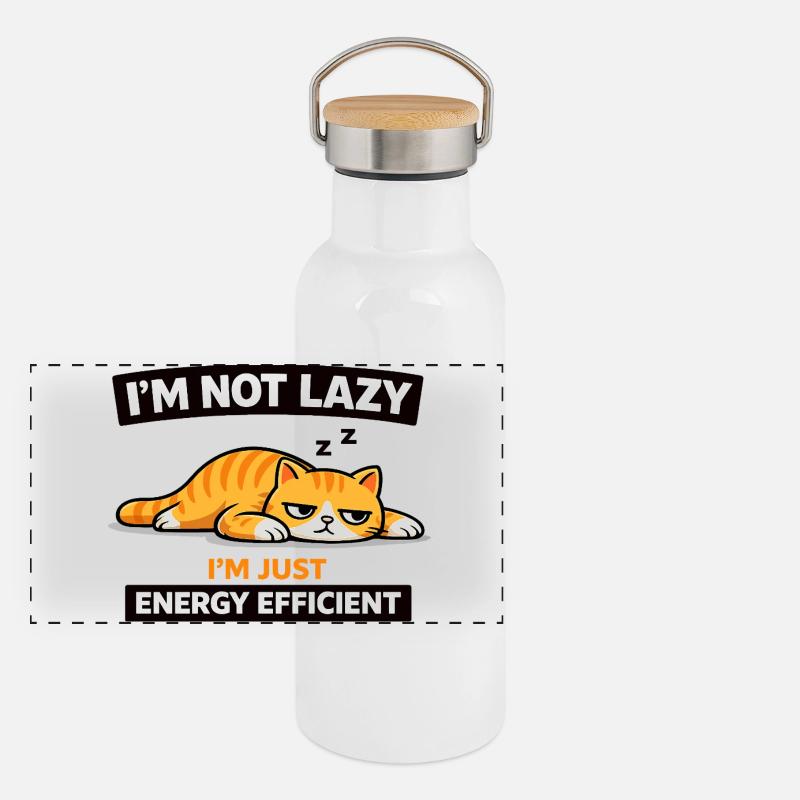 Energieeffizientes Katzen-Nickerchen Panorama Thermosflasche mit Bambusdeckel