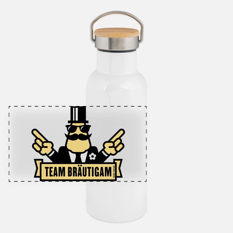 Team Bräutigam Handzeichen (Polterabend JGA / 3C) Panorama Thermosflasche mit Bambusdeckel