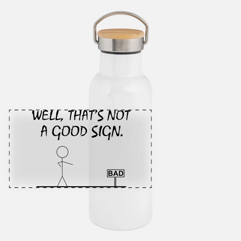 Nun, das ist kein gutes Zeichen-Hemd Panorama Thermosflasche mit Bambusdeckel