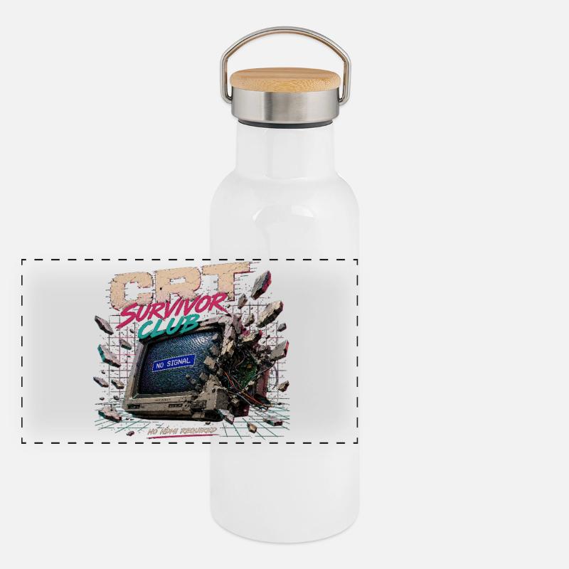 No_HDMI_required - Panorama Thermosflasche mit Bambusdeckel - Weiß