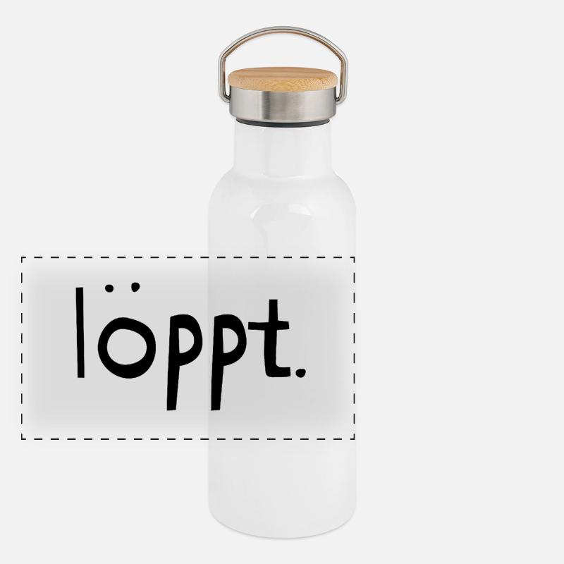 Loeppt-schwarz Panorama Thermosflasche mit Bambusdeckel