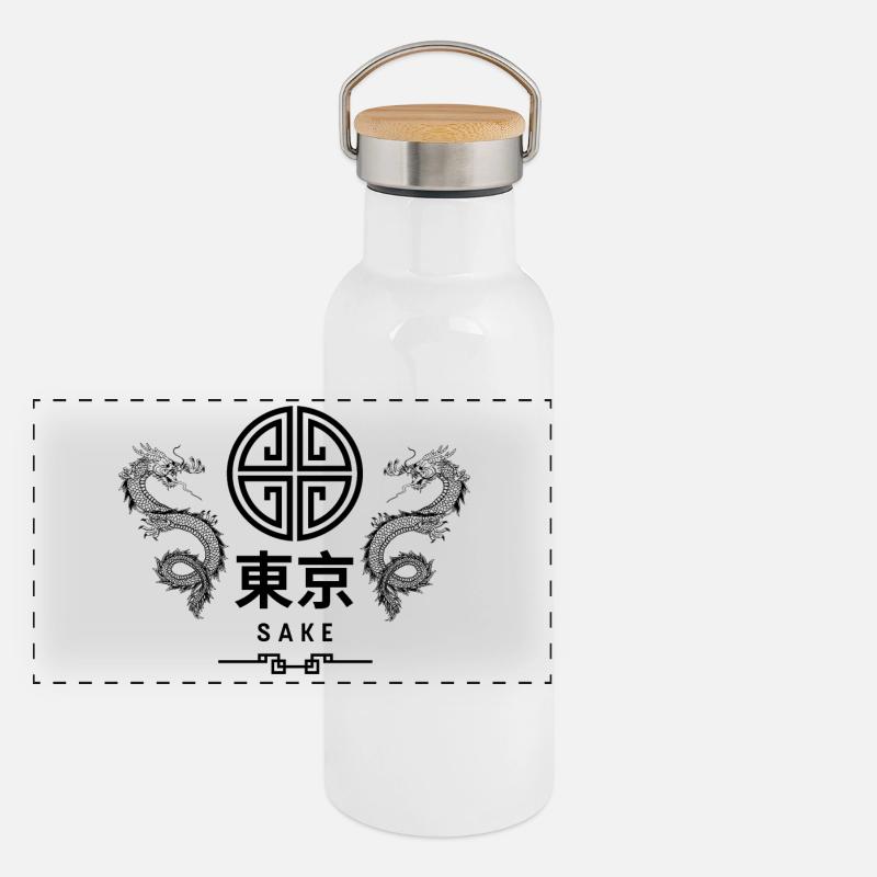 TOKIO SAKE - Panorama Thermosflasche mit Bambusdeckel - Weiß