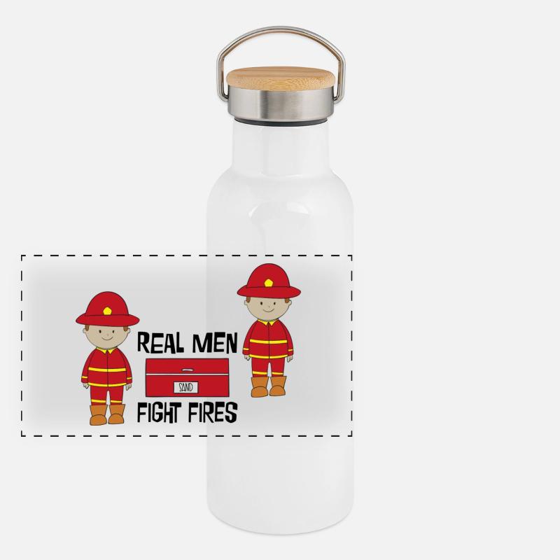 Feuerwehr Panorama Thermosflasche mit Bambusdeckel