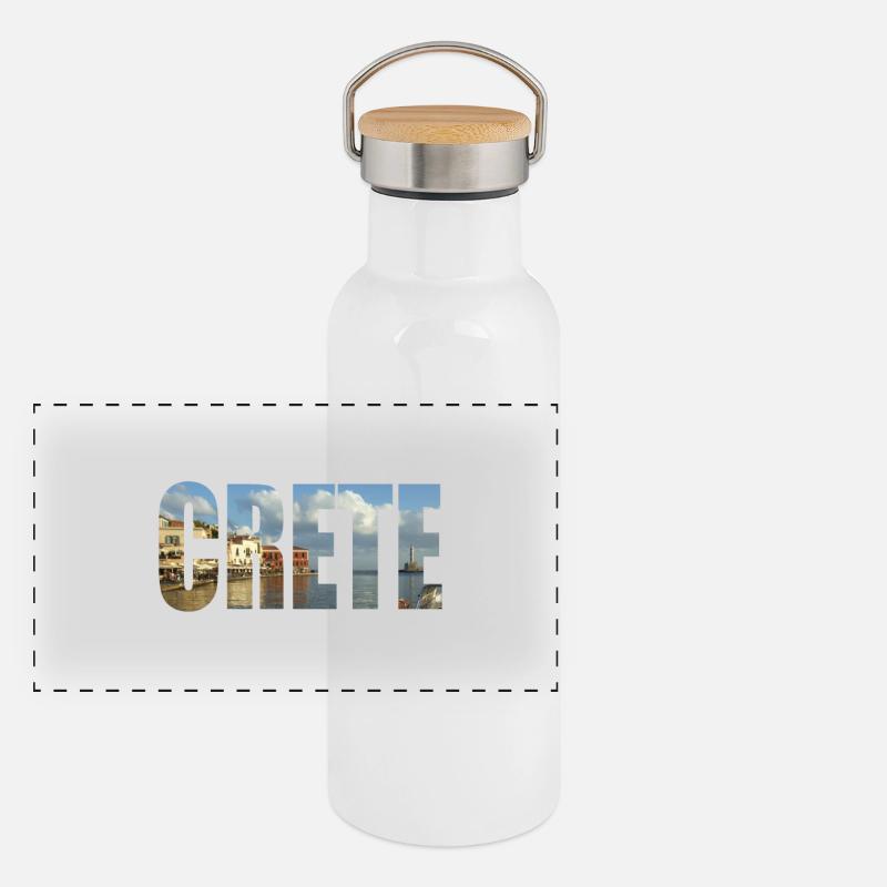 Kreta Panorama Thermosflasche mit Bambusdeckel