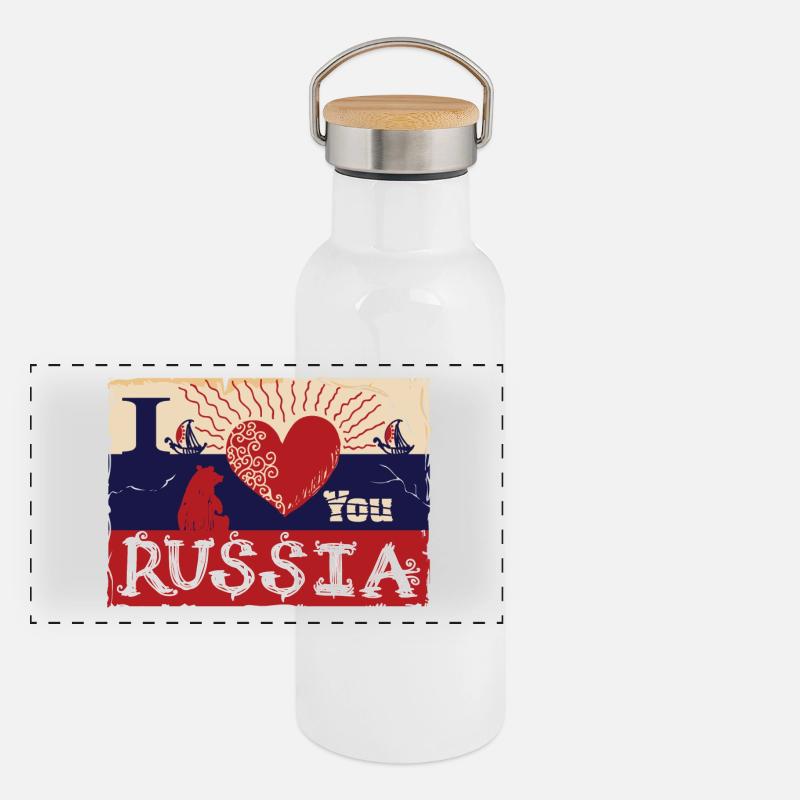 Je t'aime la Russie Gourde isotherme avec bouchon en bambou