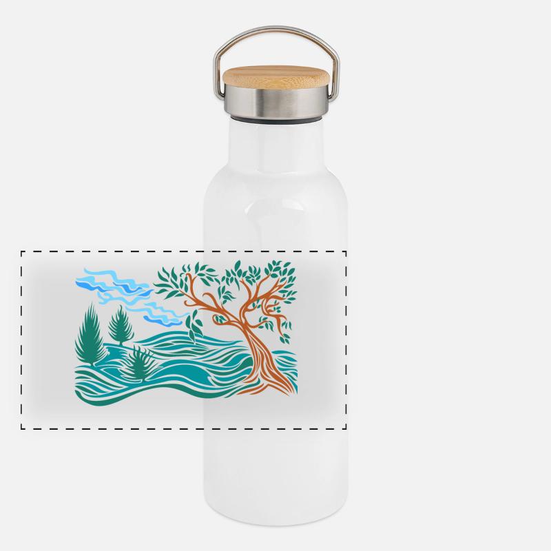 arbre dans la colline Gourde isotherme avec bouchon en bambou