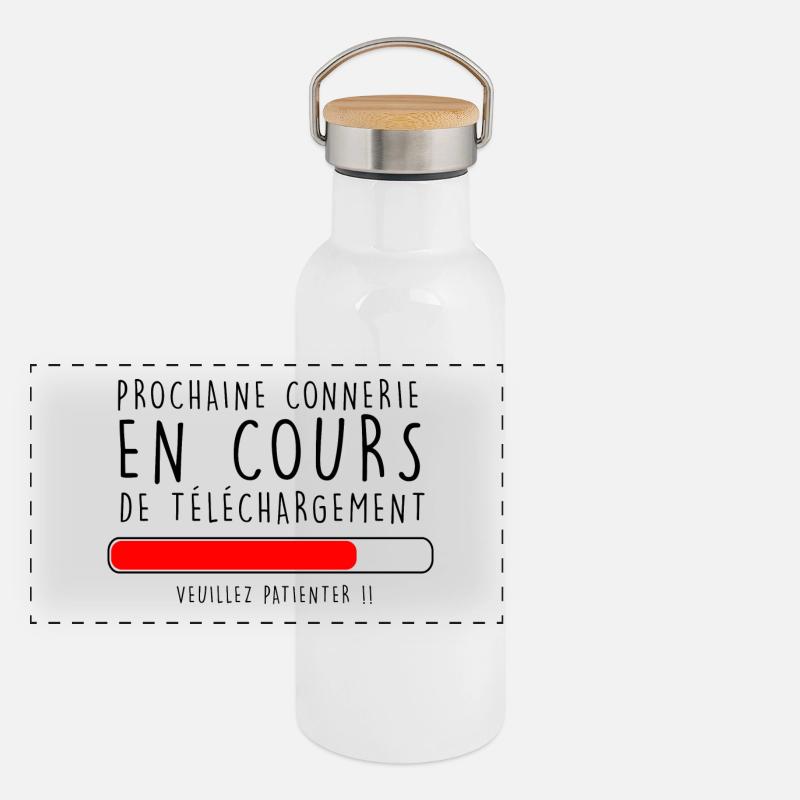 connerie en cours Gourde isotherme avec bouchon en bambou