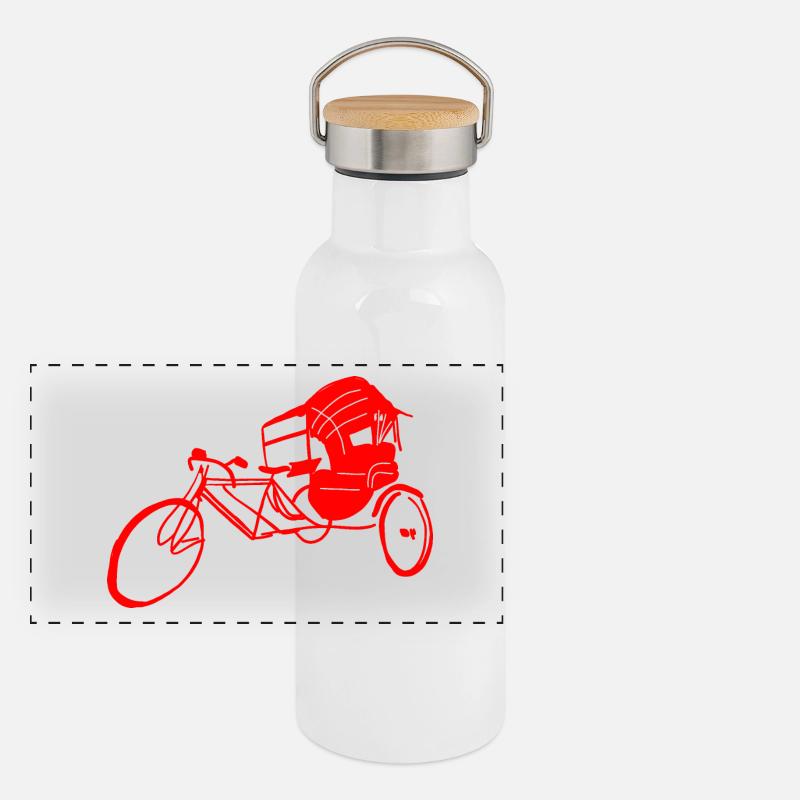 Rickshaw en rouge Gourde isotherme avec bouchon en bambou