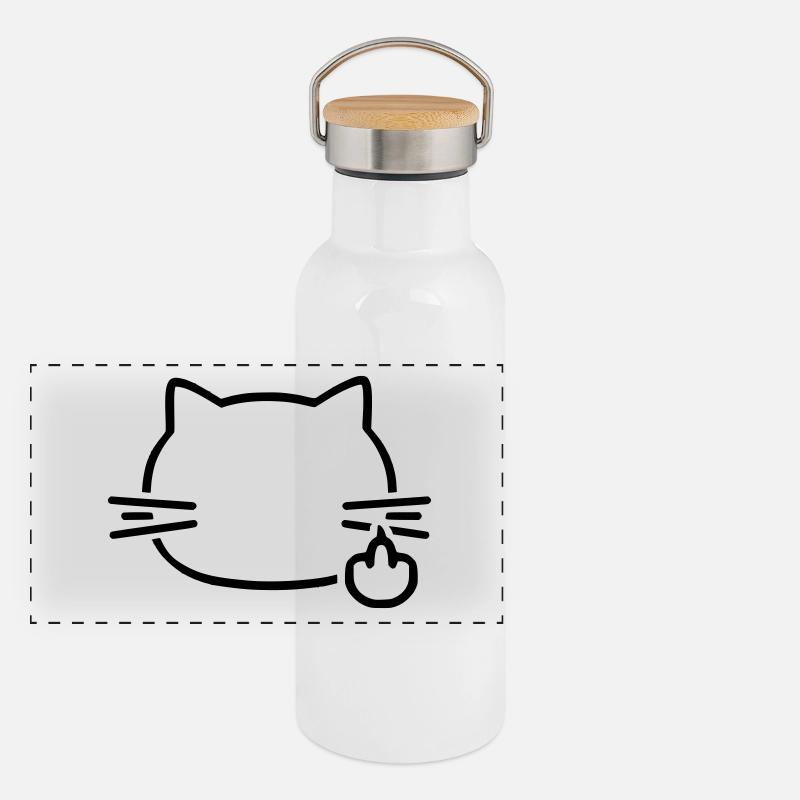 Chat fuck Gourde isotherme avec bouchon en bambou