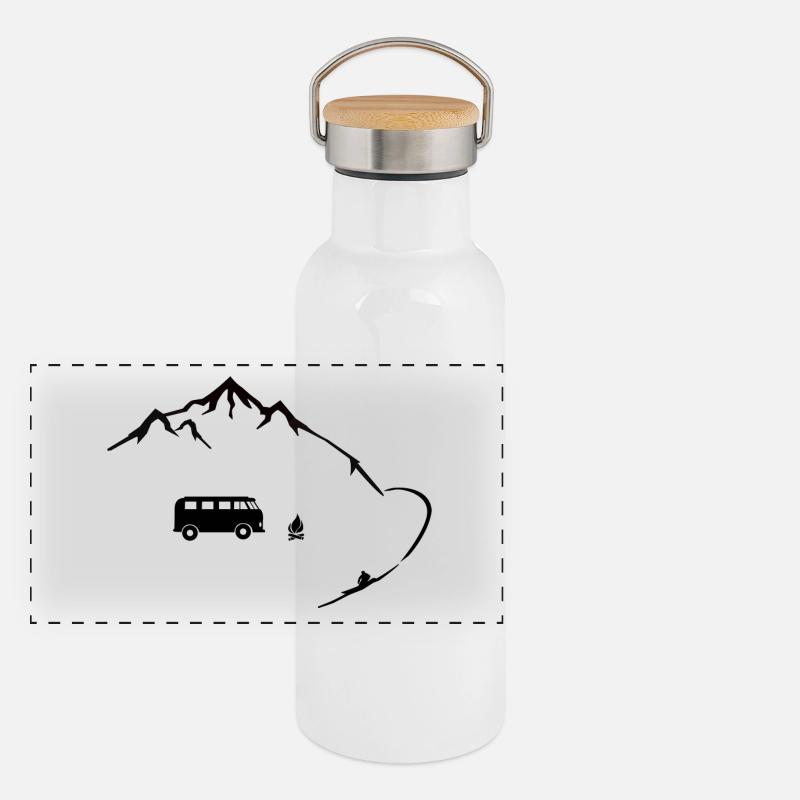 Surfer Life - Panoramic Thermal Bottle with Bamboo Lid - white