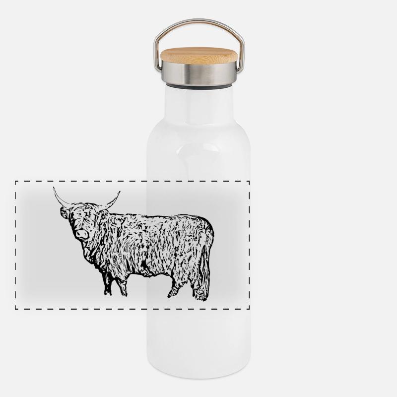 Bovins écossais Highland Gourde isotherme avec bouchon en bambou
