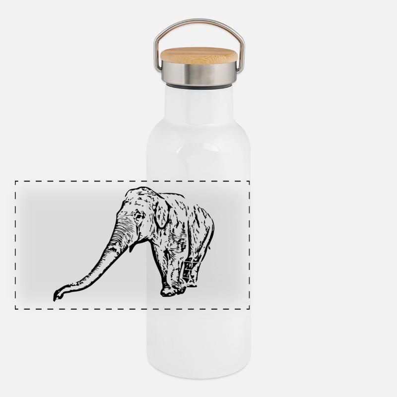 Elephant black Panoramic Thermal Bottle with Bamboo Lid