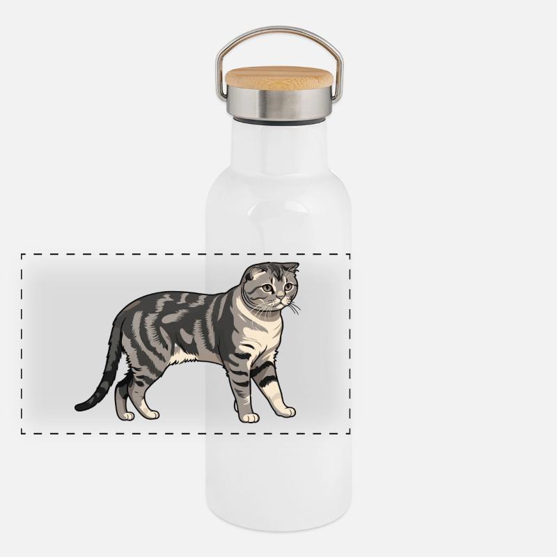 Scottisch Fold - Cat Pet Design Panorama Thermosflasche mit Bambusdeckel