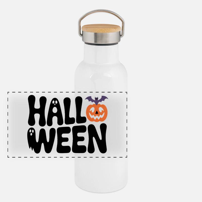 Halloween - Logo effrayant Gourde isotherme avec bouchon en bambou