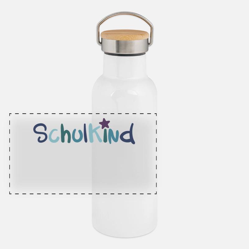 Schulkind - Einschulung Erstklässler Schulbeginn Panorama Thermosflasche mit Bambusdeckel