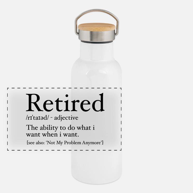 Retirement Definition Lustiger Pensionierter Definitions-Gag Panorama Thermosflasche mit Bambusdeckel