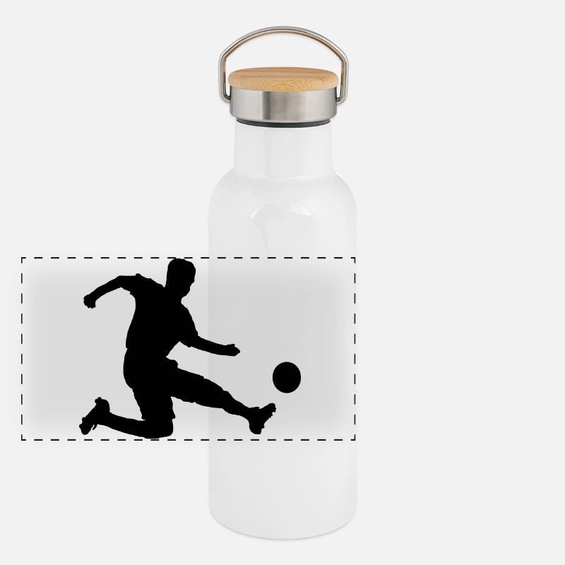 Footballeur Gourde isotherme avec bouchon en bambou