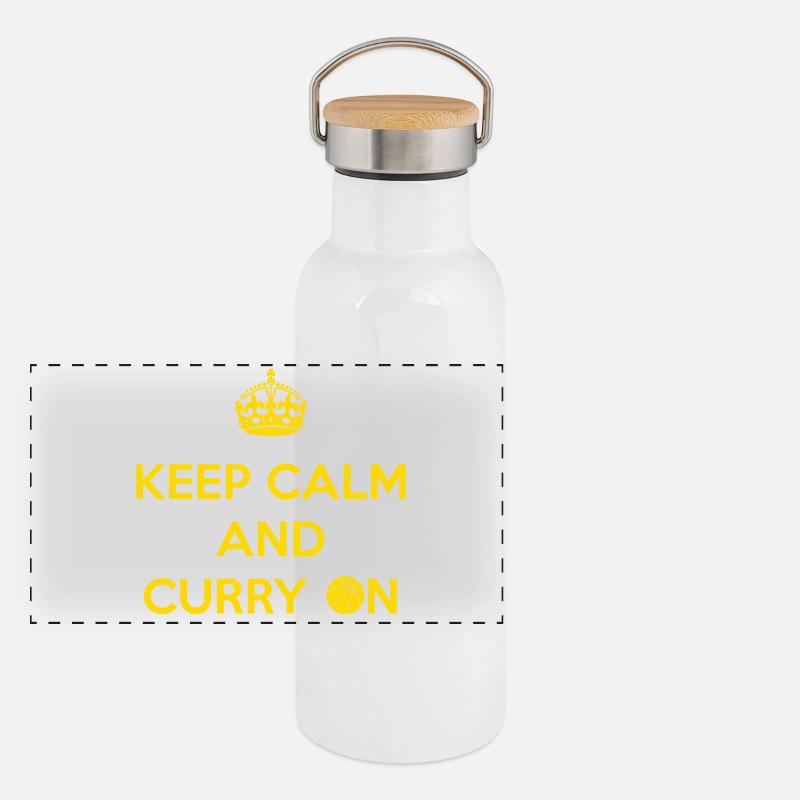 Keep Calm and Curry On Panoramic Thermal Bottle with Bamboo Lid