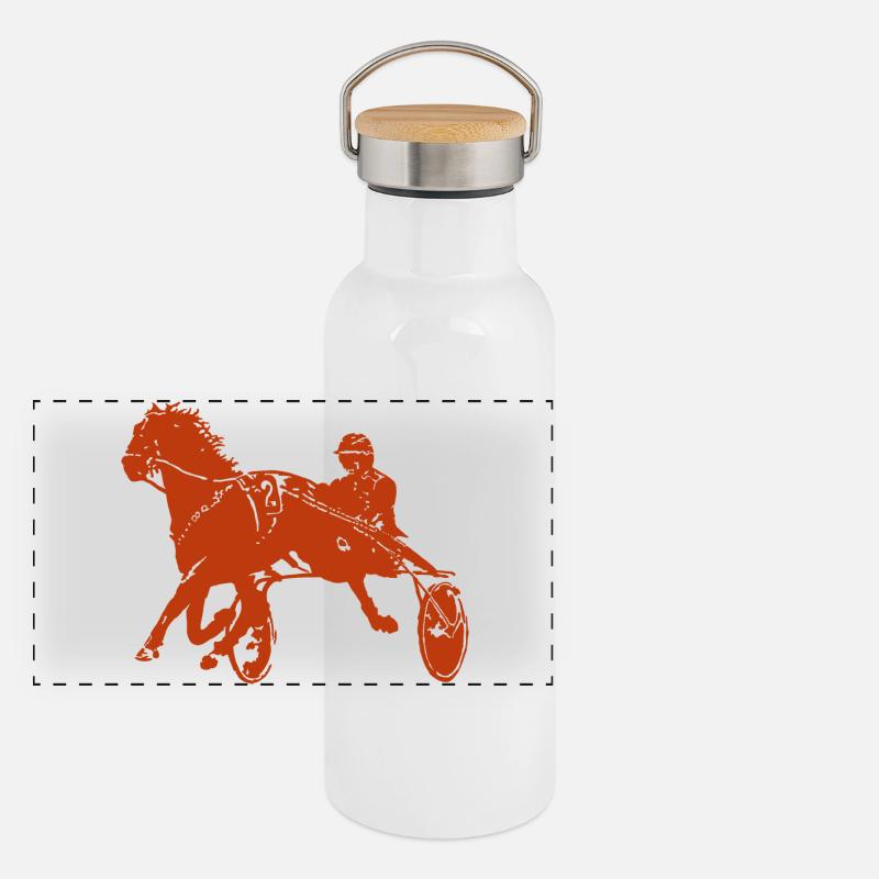 Trotteurs Trot Courses de chevaux Gourde isotherme avec bouchon en bambou