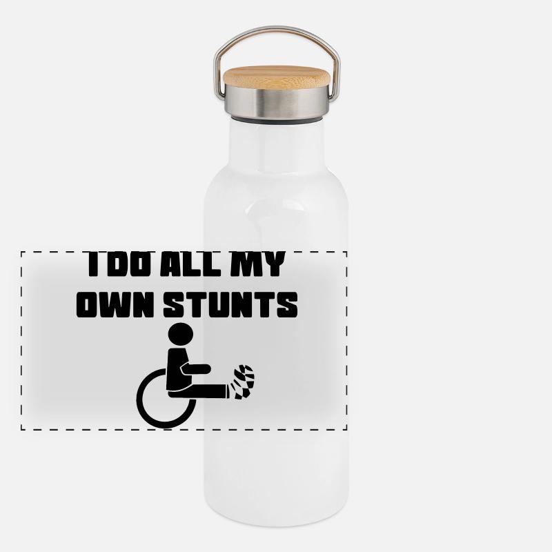 Rollstuhlfahrer mit Bein in Gips # Panorama Thermosflasche mit Bambusdeckel
