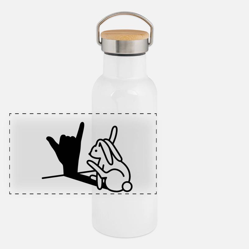 Rabbit hand shadow call you! mobile phone Panoramic Thermal Bottle with Bamboo Lid