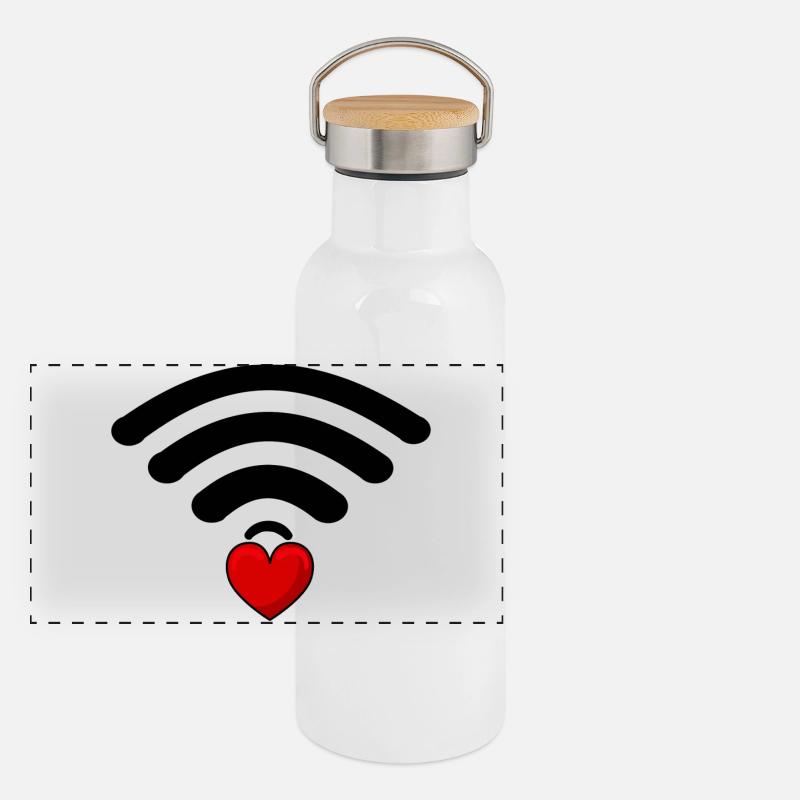 Schwarzer und roter WiFi-Kern Panorama Thermosflasche mit Bambusdeckel