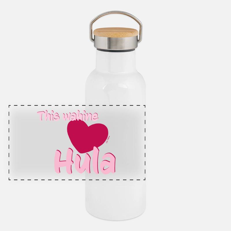 Wahine loves Hula - Panoramic Thermal Bottle with Bamboo Lid - white