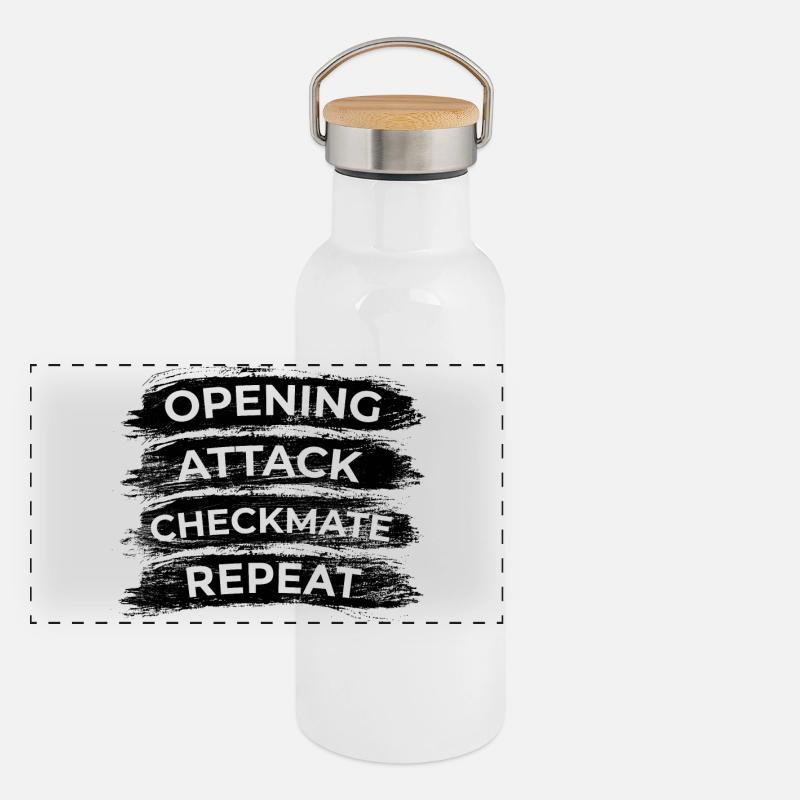 Opening Move Checkmate Repetition Panoramic Thermal Bottle with Bamboo Lid