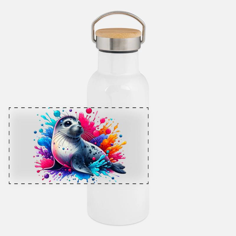 Siegel Panorama Thermosflasche mit Bambusdeckel