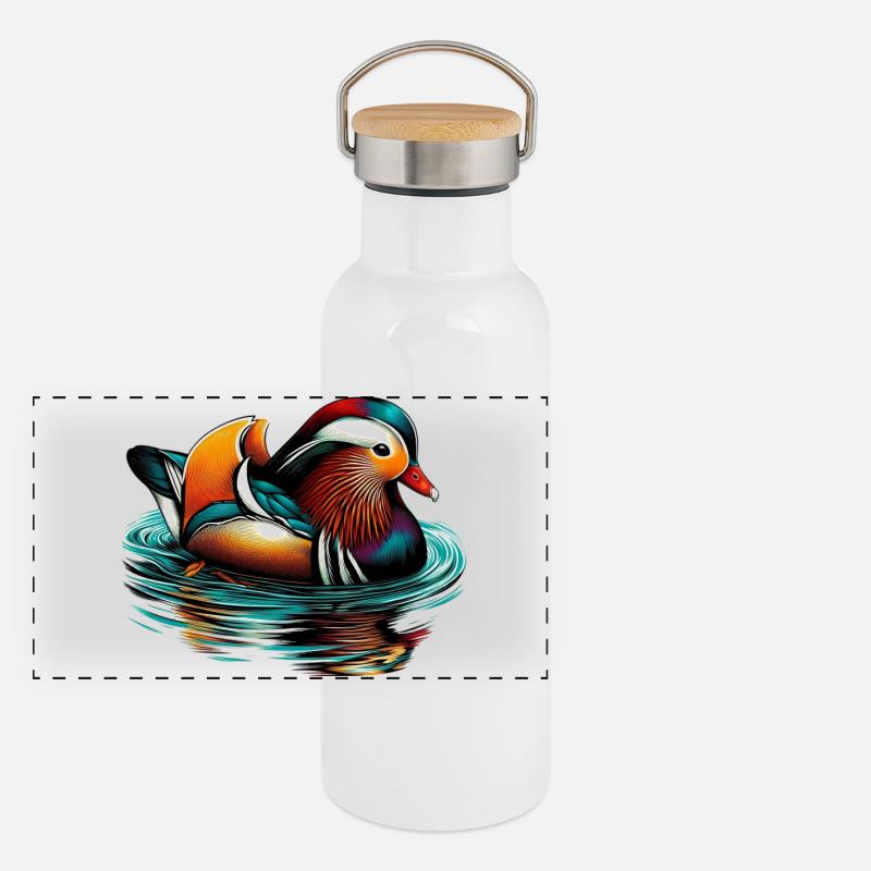 Mandarin duck Panoramic Thermal Bottle with Bamboo Lid