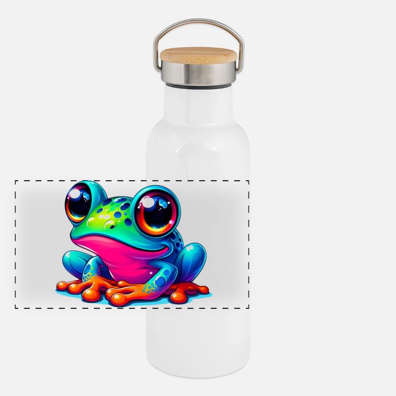 Frosch Panorama Thermosflasche mit Bambusdeckel