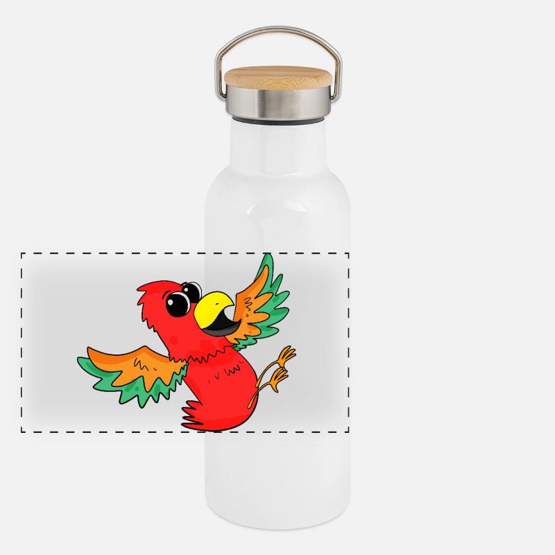 Perroquet Oiseau Coloré Mignon Gourde isotherme avec bouchon en bambou