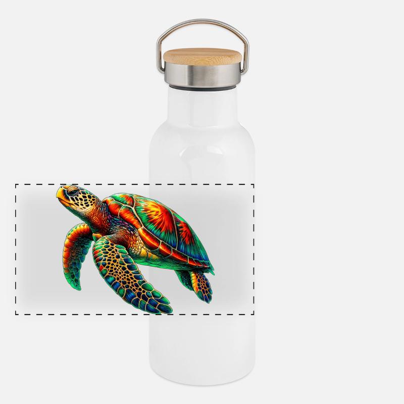 Sea turtle Panoramic Thermal Bottle with Bamboo Lid