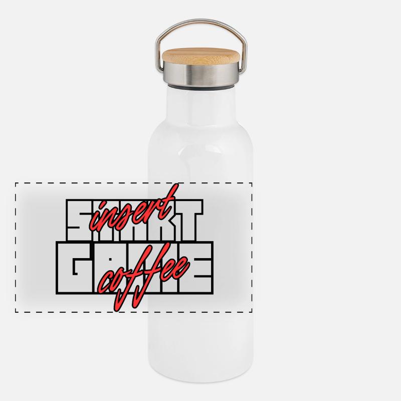 Insert Coffee Start Game – Gamer Café Gourde isotherme avec bouchon en bambou