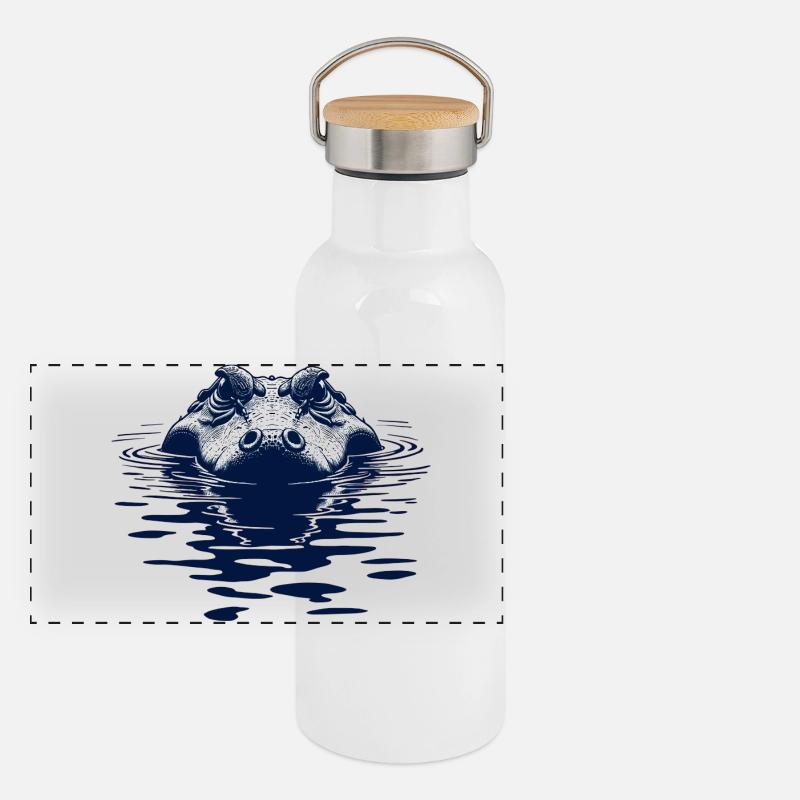 Alligator Krokodil Panorama Thermosflasche mit Bambusdeckel
