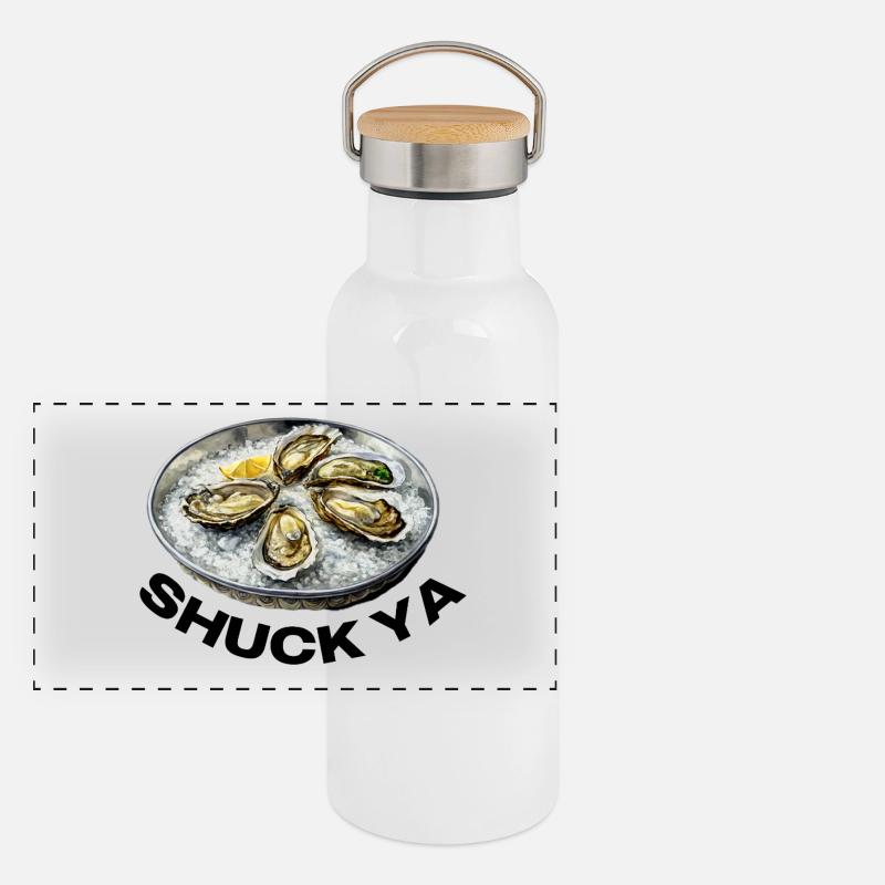 Frischer Austern-Genuss auf Eis Panoramic Thermal Bottle with Bamboo Lid