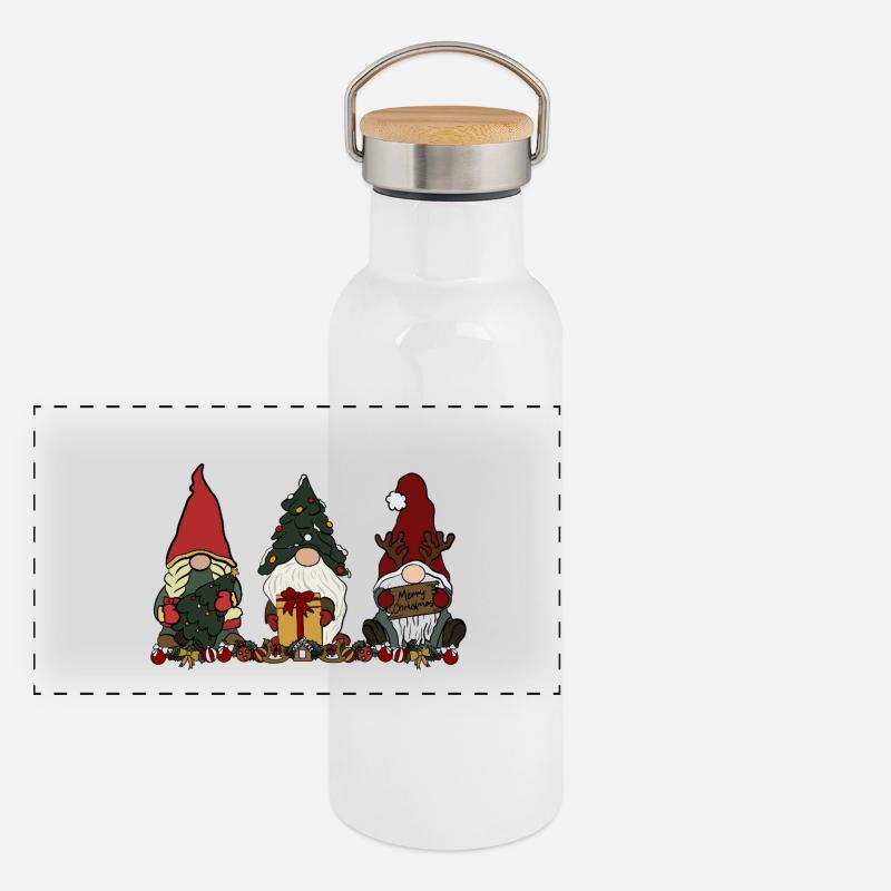 Wichtel Panorama Thermosflasche mit Bambusdeckel