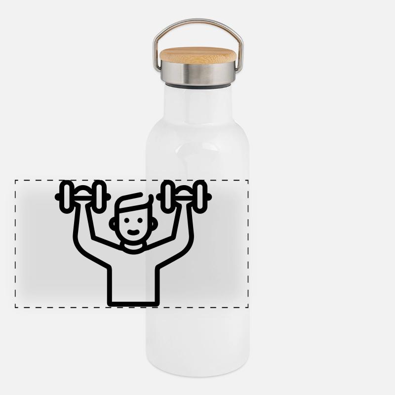 Bodybuilding Panorama Thermosflasche mit Bambusdeckel