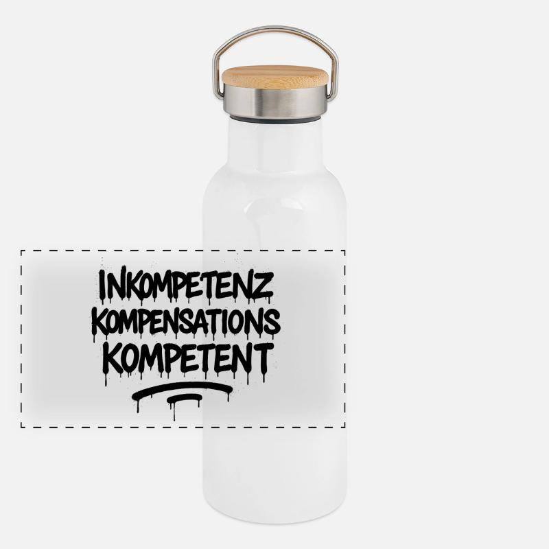 Incompetence Compensation Competence – Büro Spruch Panoramic Thermal Bottle with Bamboo Lid