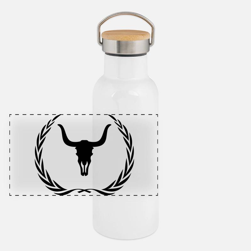 Bull Skeleton Wreath Panoramic Thermal Bottle with Bamboo Lid
