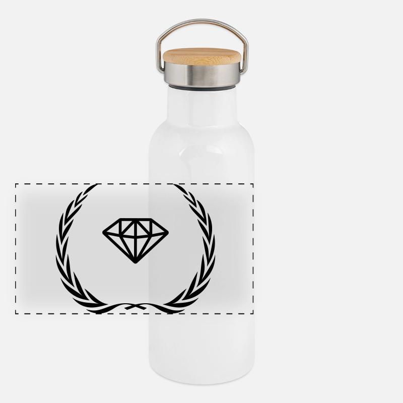 Couronne de symbole de diamant Gourde isotherme avec bouchon en bambou